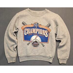 Vtg New York Mets 2000 World Series Sweater National League Champions Boys Small